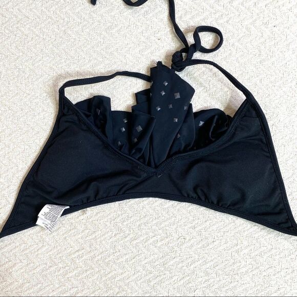 HURLEY Black Fringed Triangle String Bikini Top - Size Small - Picture 5 of 7